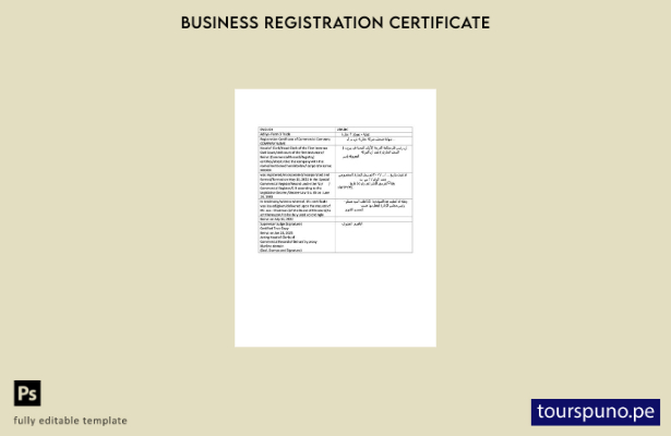listo para imprimir certificado de registro del Líbano Plantilla de plantilla en
